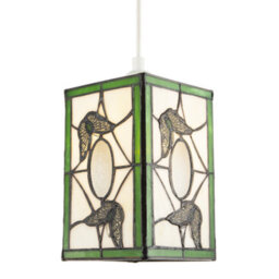 Happy Homewares Traditional Lantern Tiffany Pendant Lighting Shade With Butterflies - thumbnail 2