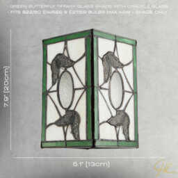 Happy Homewares Traditional Lantern Tiffany Pendant Lighting Shade With Butterflies - thumbnail 7