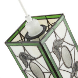 Happy Homewares Traditional Lantern Tiffany Pendant Lighting Shade With Butterflies - thumbnail 5