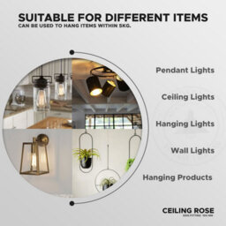 White Ceiling Rose  Light Fitting 100mm Metal Single Outlet Cover Plate With Accessories For Chandeliers And Hanging Lamp - thumbnail 5