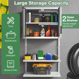 Costway Metal Wall Cabinet With Lock Garage Storage Cabinet With 3 Adjustable Shelves - thumbnail 9