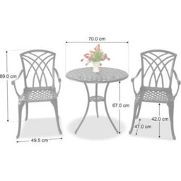 Centurion Supports Oshowa Black Garden And Patio Table And 2 Large Chairs Bistro Set - With Green Cushions - thumbnail 6