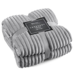 Velosso Thermal Soft Ribbed Cord Throw Blanket For Sofa, Bed, Armchair, Couch - 127Cm X 152Cm, Grey