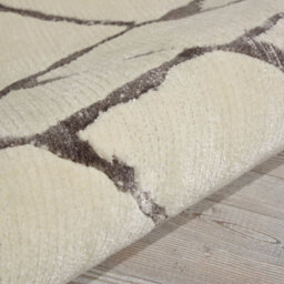 White Luxurious Modern Geometrical Easy To Clean Viscose Chequered Wool Rug For Living Room, Bedroom - 259Cm X 351Cm - thumbnail 4