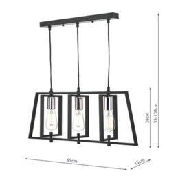 Pagazzi Lighting Pagazzi Celio 3 Light Matt Black Ceiling Bar - thumbnail 5