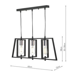 Pagazzi Lighting Pagazzi Celio 3 Light Matt Black Ceiling Bar - thumbnail 6