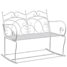 Outsunny 2 Seater Metal Garden Bench Outdoor Rocking Chair Patio White Love Seat - thumbnail 2