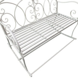Outsunny 2 Seater Metal Garden Bench Outdoor Rocking Chair Patio White Love Seat - thumbnail 8