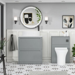 Royal Bathrooms Royal Bathroom Elmore 700mm Matt Pebble Grey Freestanding Bathroom Vanity Unit 2 Drawer Plain White Worktop With Peak Basin - thumbnail 5