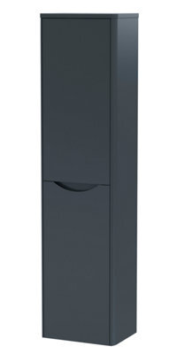 Balterley Dunwood Bathroom Wall Hung 2 Door Tall Unit, Dark Grey, 356mm - image 1