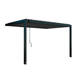 Backyard Discovery Evanston Wall Mounted Louvered Steel Outdoor Patio Pergola With Powerport 4.3M X 3M (14Ft X 10Ft) - thumbnail 2