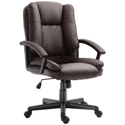 Brown Mid-Back Swivel Executive Office Chair With Pu Leather
