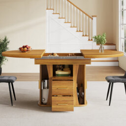 Matteo Extendable Dining Table - Walnut Effect, Round To Oval, 118-158Cm - thumbnail 3