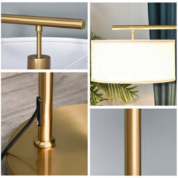 Wyld Haus Kesu Rolo 153 Cm Modern Floor Lamp - Gold Steel Pole With White Linen Shade, E27 Cap - thumbnail 7