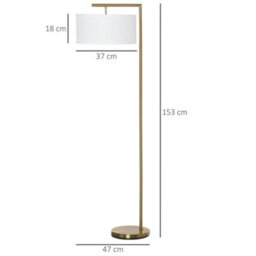 Wyld Haus Kesu Rolo 153 Cm Modern Floor Lamp - Gold Steel Pole With White Linen Shade, E27 Cap - thumbnail 3