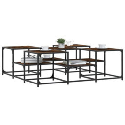 Berkfield Coffee Table Smoked Oak 121X121X40 Cm Engineered Wood - thumbnail 4