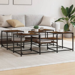 Berkfield Coffee Table Smoked Oak 121X121X40 Cm Engineered Wood - thumbnail 1