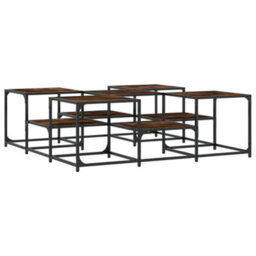 Berkfield Coffee Table Smoked Oak 121X121X40 Cm Engineered Wood - thumbnail 2