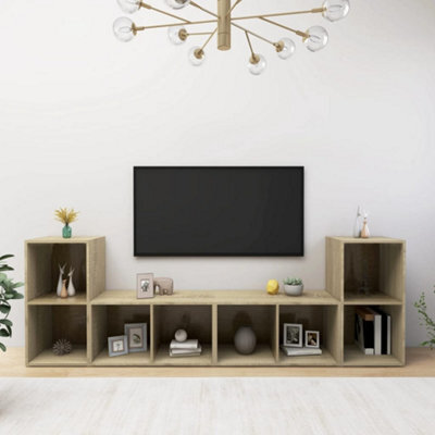 Berkfield Tv Cabinets 4 Pcs Sonoma Oak 72X35X36.5 Cm Engineered Wood - image 1