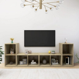 Berkfield Tv Cabinets 4 Pcs Sonoma Oak 72X35X36.5 Cm Engineered Wood - thumbnail 1