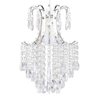 Valuelights Donah Modern Silver Chrome Ceiling Light Shade With Clear Acrylic Droplets (D)32Cm - image 1
