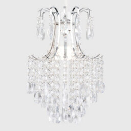 Valuelights Donah Modern Silver Chrome Ceiling Light Shade With Clear Acrylic Droplets (D)32Cm - thumbnail 2