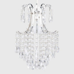 Valuelights Donah Modern Silver Chrome Ceiling Light Shade With Clear Acrylic Droplets (D)32Cm - thumbnail 3