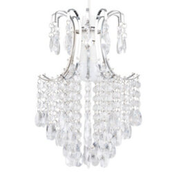 Valuelights Donah Modern Silver Chrome Ceiling Light Shade With Clear Acrylic Droplets (D)32Cm