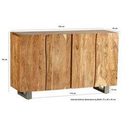 Hommoo Wooden Live Edge Four Door Large Sideboard - thumbnail 9