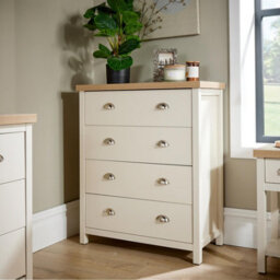 Home Source Avon 4 Drawer 36mm Thick Top Bedroom Storage Chest Off White