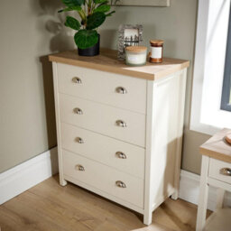Home Source Avon 4 Drawer 36mm Thick Top Bedroom Storage Chest Off White - thumbnail 2