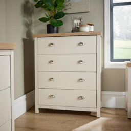 Home Source Avon 4 Drawer 36mm Thick Top Bedroom Storage Chest Off White - thumbnail 3