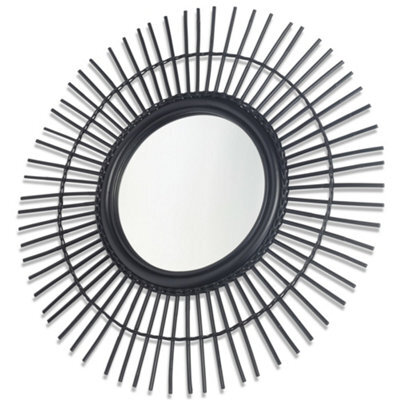 Desser Vintage Round Rattan Mirror In Black (H)79Cm X (W)79Xm - image 1