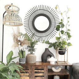 Desser Vintage Round Rattan Mirror In Black (H)79Cm X (W)79Xm - thumbnail 4