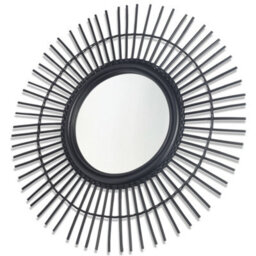 Desser Vintage Round Rattan Mirror In Black (H)79Cm X (W)79Xm
