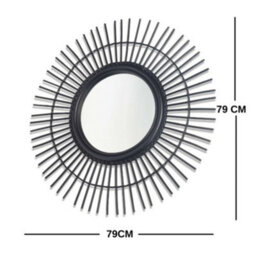 Desser Vintage Round Rattan Mirror In Black (H)79Cm X (W)79Xm - thumbnail 3