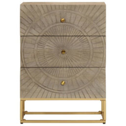 Berkfield Chest Of Drawers 55X30X76 Cm Solid Wood Mango And Iron - thumbnail 3