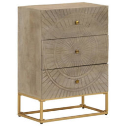 Berkfield Chest Of Drawers 55X30X76 Cm Solid Wood Mango And Iron - thumbnail 1