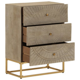 Berkfield Chest Of Drawers 55X30X76 Cm Solid Wood Mango And Iron - thumbnail 2
