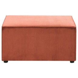 Wyld And Coco Golden Brown Corduroy Ottoman Footstool, Square Modern Design, W83 X D83 X H41Cm - thumbnail 1