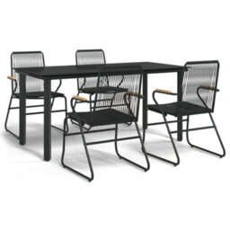 Berkfield 5 Piece Garden Dining Set Black Pvc Rattan - thumbnail 2
