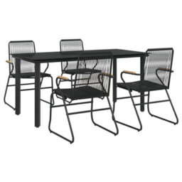 Berkfield 5 Piece Garden Dining Set Black Pvc Rattan - thumbnail 3