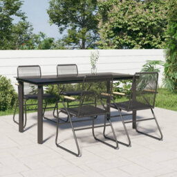 Berkfield 5 Piece Garden Dining Set Black Pvc Rattan