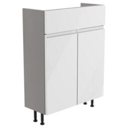Westport Slim Slimline Gloss White Double Freestanding Bathroom Vanity Unit (H) 820mm (W) 595mm - thumbnail 1