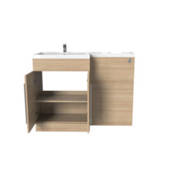 Rinse Bathrooms 600mm Floor Standing Vanity Unit With Basin Sink Cabinet Unit Bathroom Storage Units Free Standing Light Oak - thumbnail 4