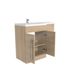 Rinse Bathrooms 600mm Floor Standing Vanity Unit With Basin Sink Cabinet Unit Bathroom Storage Units Free Standing Light Oak - thumbnail 3