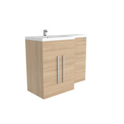 Rinse Bathrooms 600mm Floor Standing Vanity Unit With Basin Sink Cabinet Unit Bathroom Storage Units Free Standing Light Oak - thumbnail 2