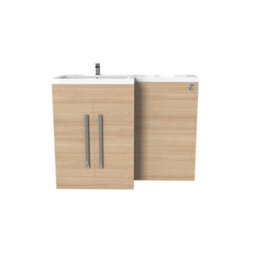Rinse Bathrooms 600mm Floor Standing Vanity Unit With Basin Sink Cabinet Unit Bathroom Storage Units Free Standing Light Oak
