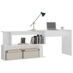Berkfield Corner Desk High Gloss White 200X50X76 Cm Engineered Wood - thumbnail 3