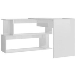 Berkfield Corner Desk High Gloss White 200X50X76 Cm Engineered Wood - thumbnail 5